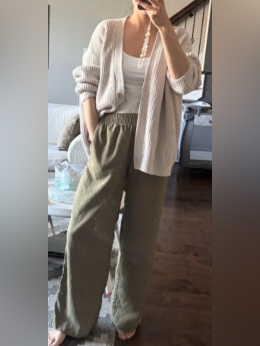 Old Navy Olive Green Wide-Leg Pull-On Pants